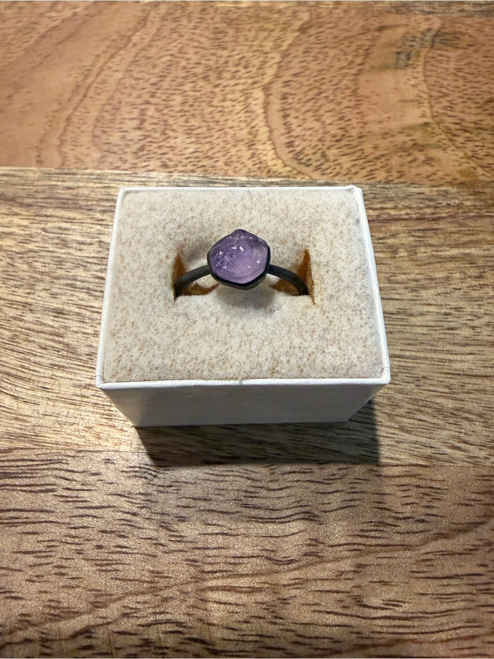 Raw amethyst and copper ring size 9.5